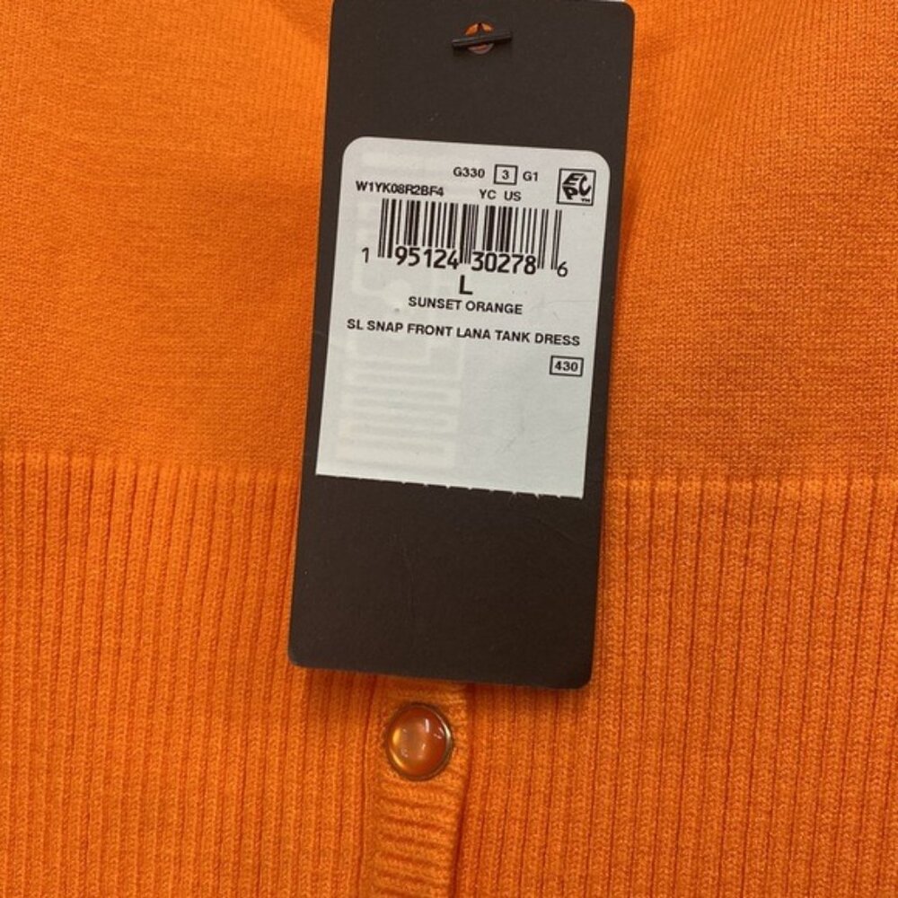GUESS Snap Front Lana Sweater Dress, Sunset Orange, Large NWT - Picture 3 of 9